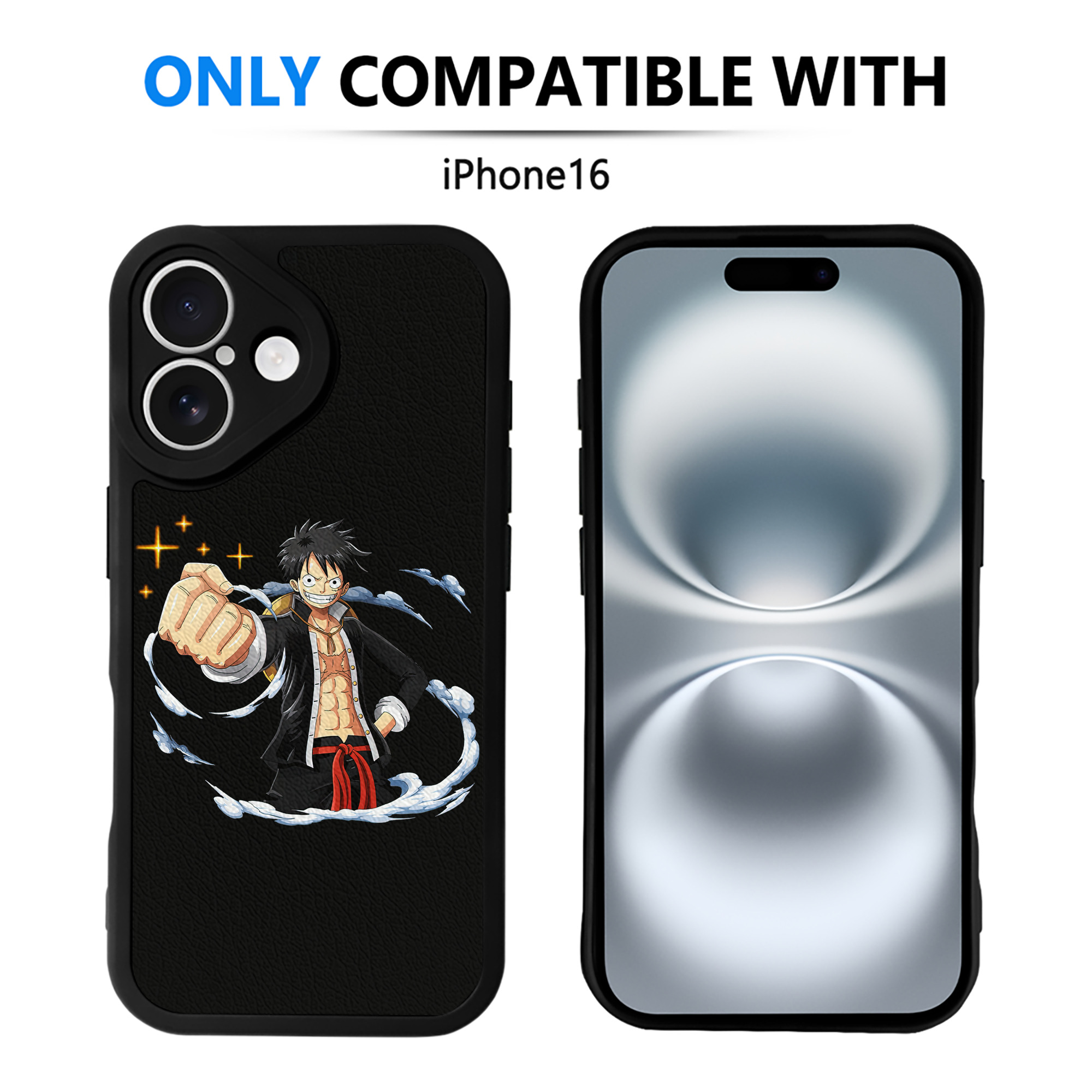 （画像用） ワンピース モンキー・D・ルフィ ONE PIECE Monkey D. Luffy 【iPhone 16シリーズ対応】シリコンスマホケース（レザー調） 材質：シリコン